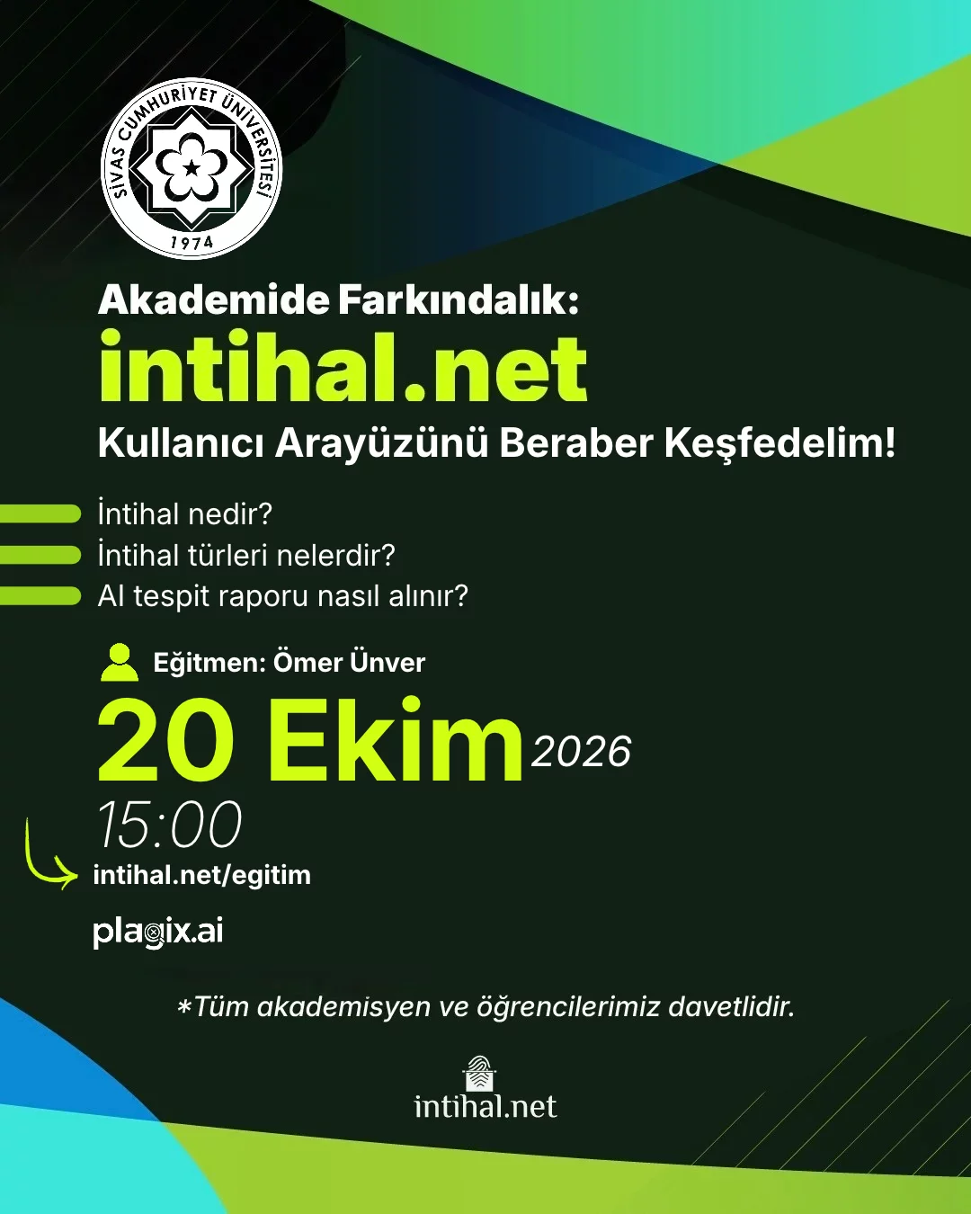 İntihal.net ve Eklentisi Akademik Çalışmalarda Yapay Zekâ İçerik Tespiti Plagix.Ai Eğitimi